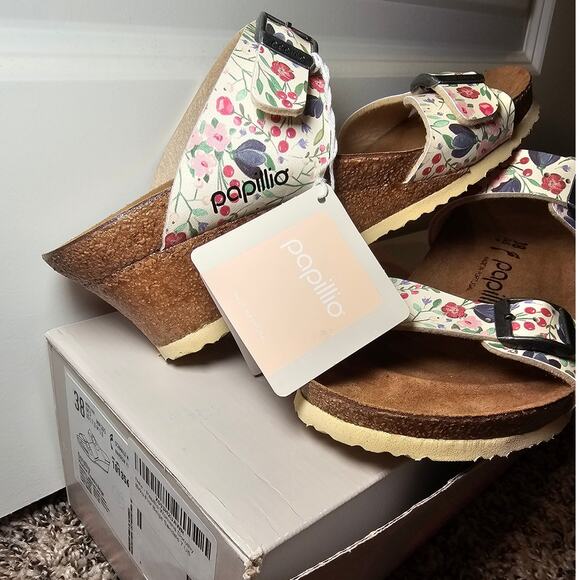 Birkenstock Papillio Dorothy Wedge Sandals Meadow Flowers Beige Size 7 - Picture 6 of 11